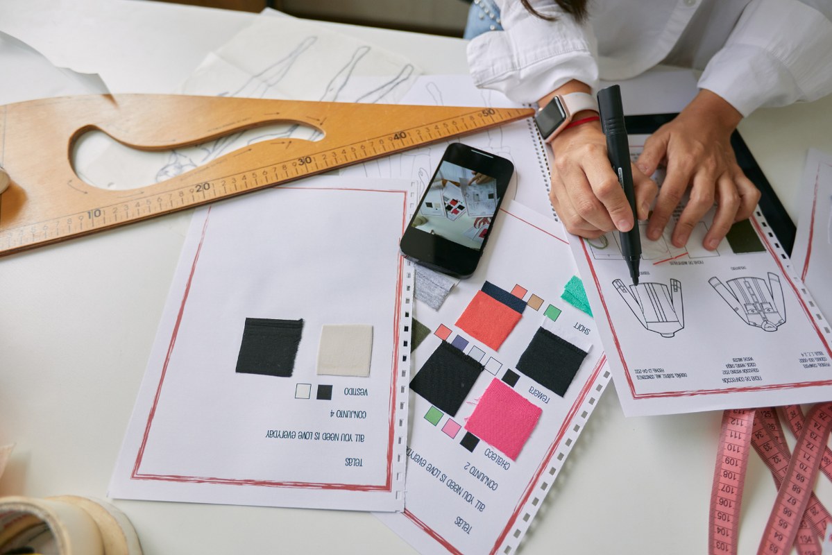 Fashion Designer Working on a Mood Board.