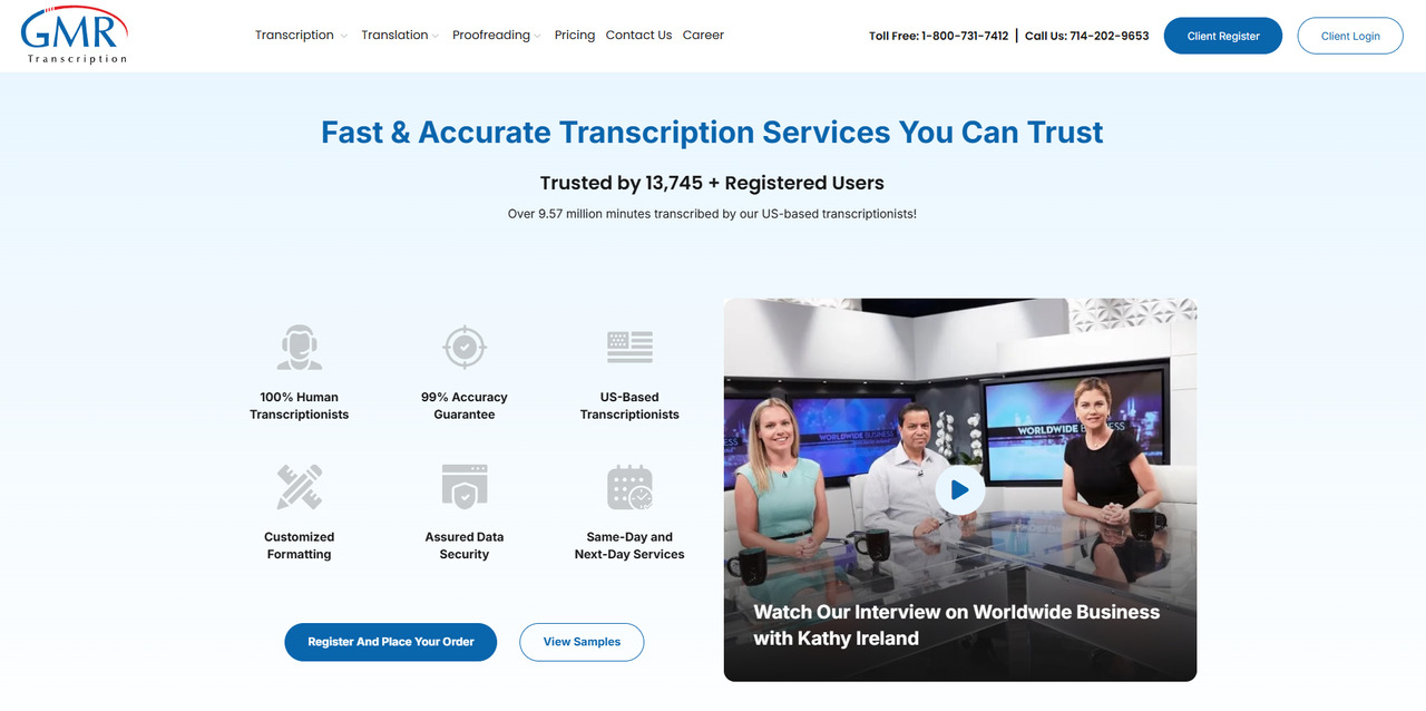 GMR Transcription's website.