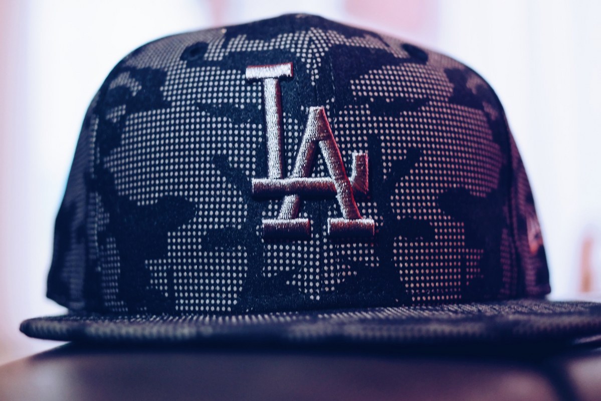 Gray and Black LA 3D Embroidered Fitted Cap.