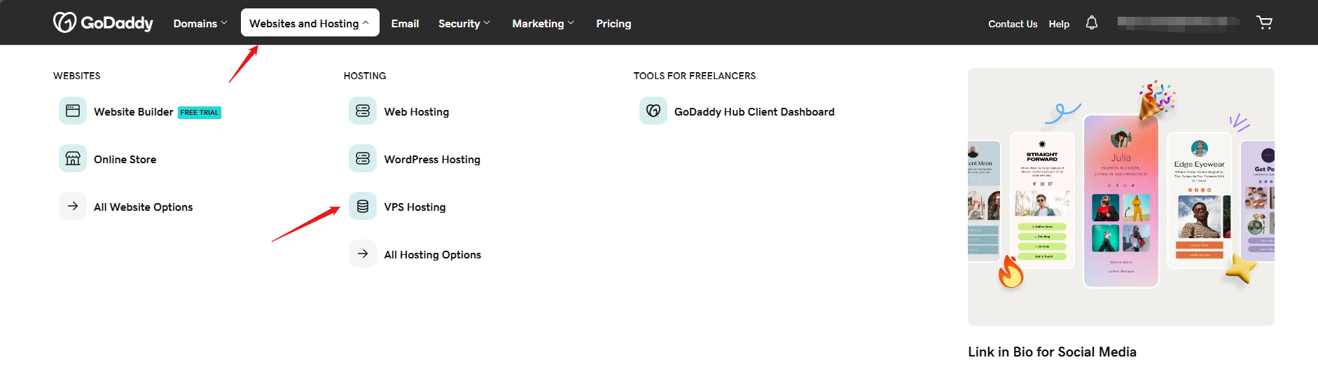 VPS Hosting button