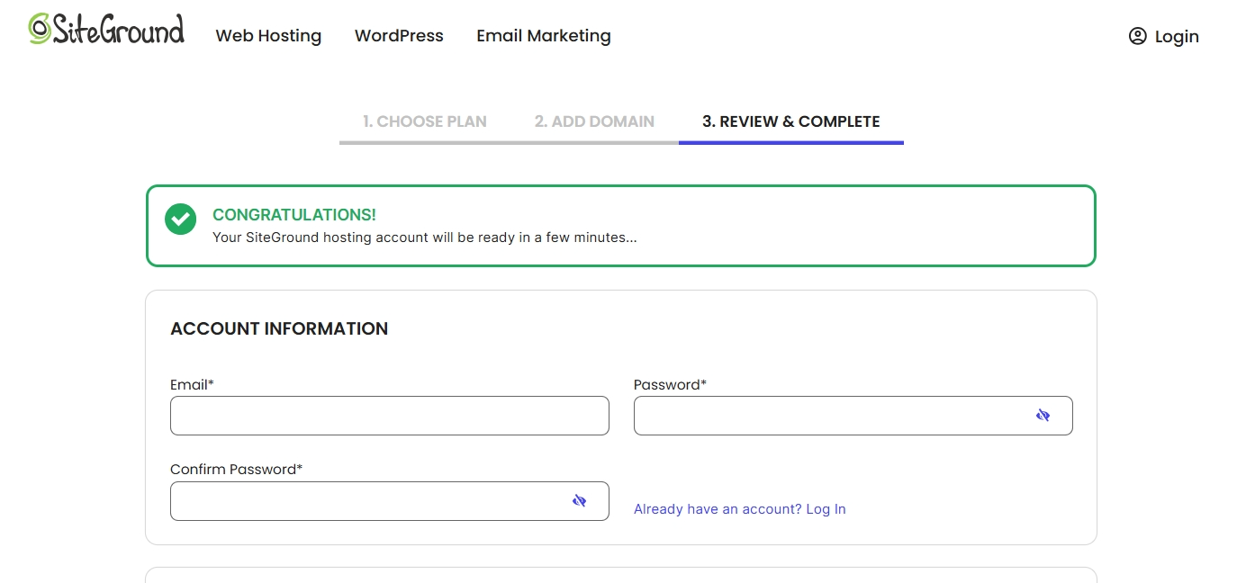 Review and Complete tab