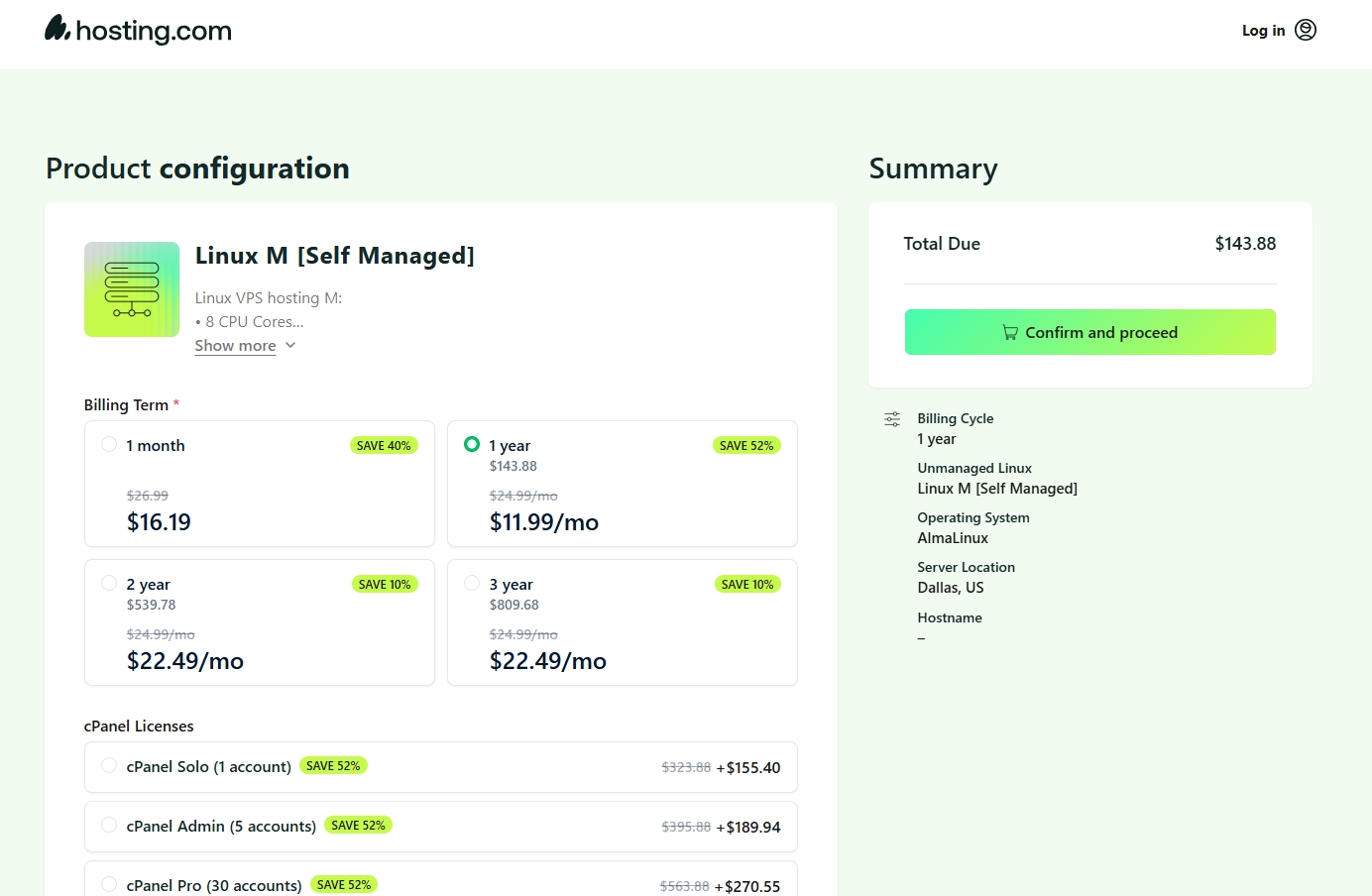 Product configuration