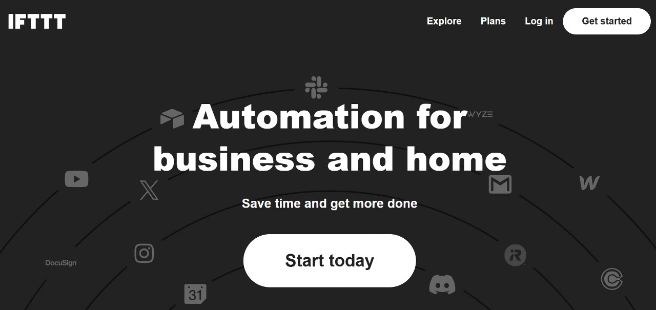 IFTTT website homepage.