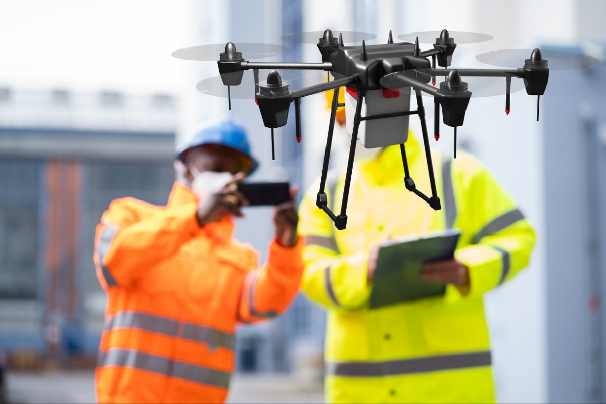 Industrial Unmanned Drone Survey for construction.