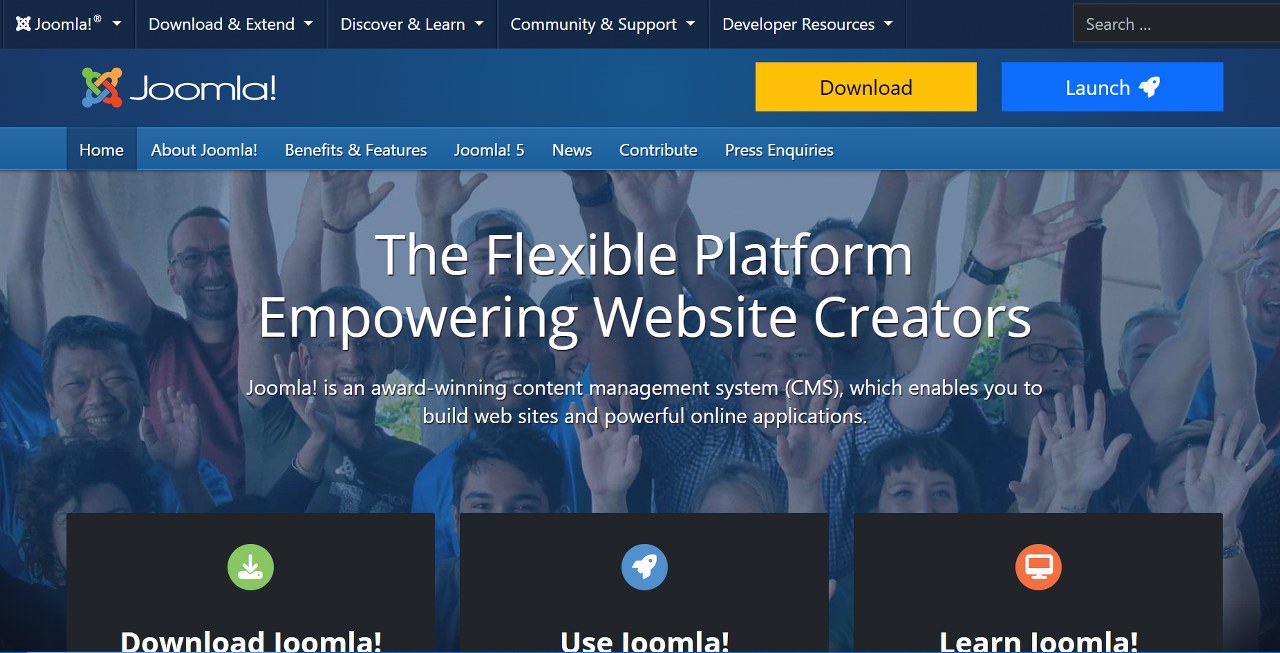 Joomla website homepage.
