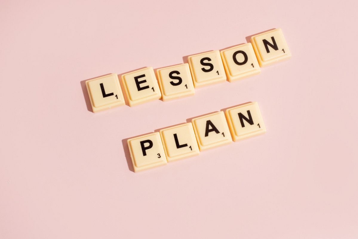Lesson Plan Words on Pink Background.