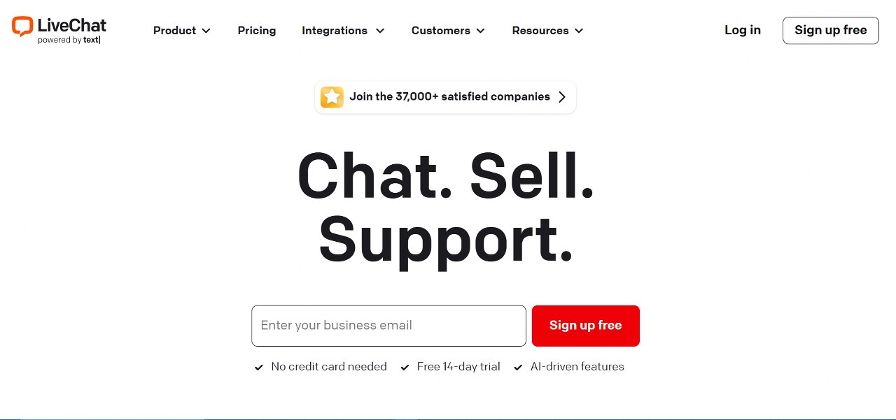 LiveChat website homepage.