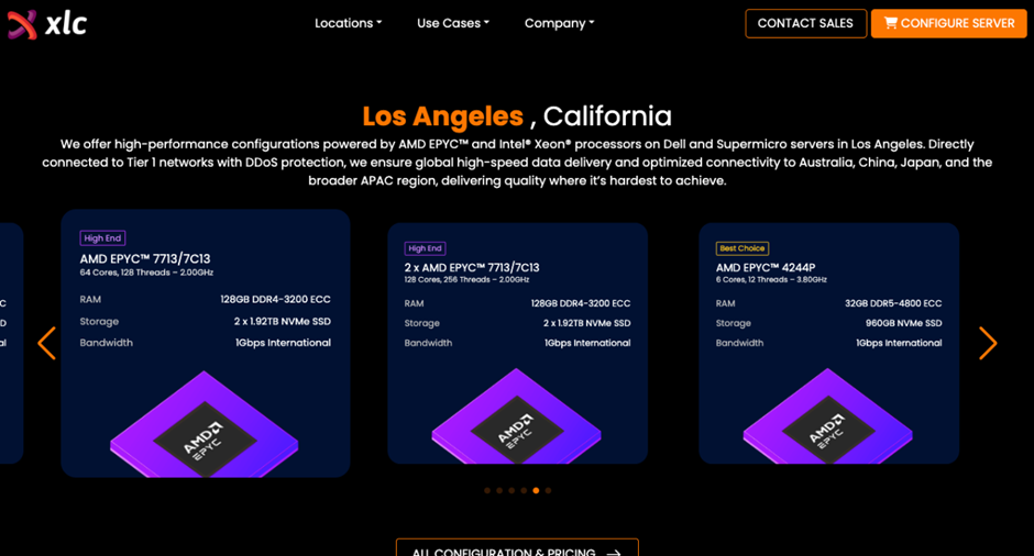 Los Angeles dedicated server from XLC