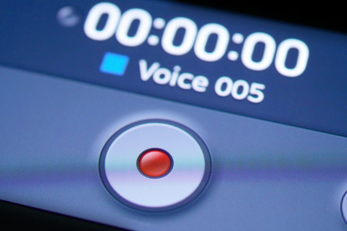 Macro close up of a record button on.