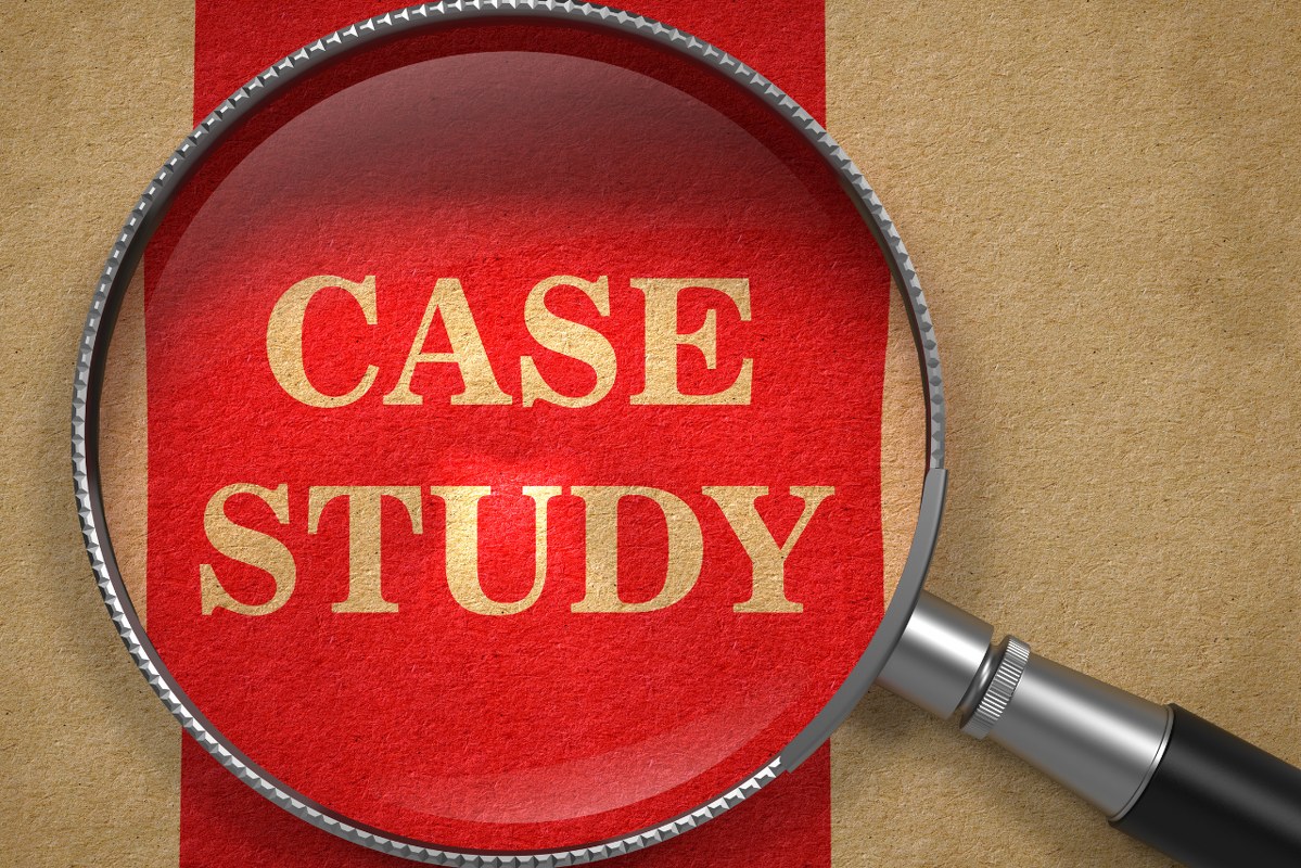 Magnified case study word.