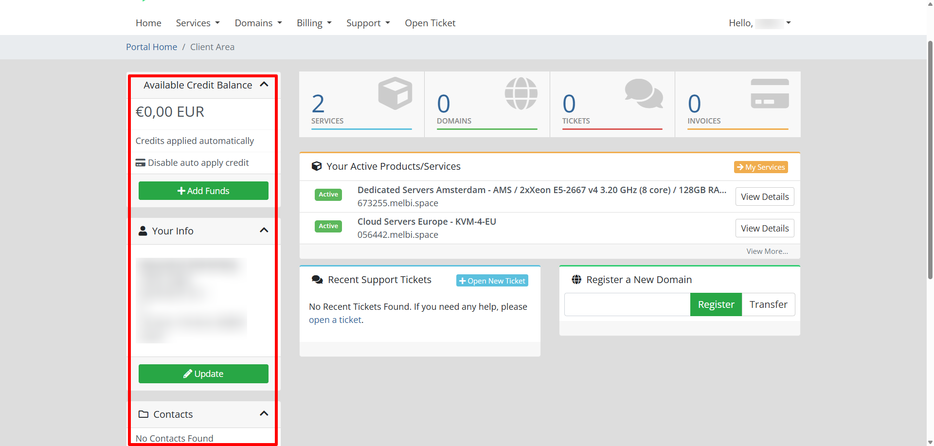 screenshot of the Left Sidebar