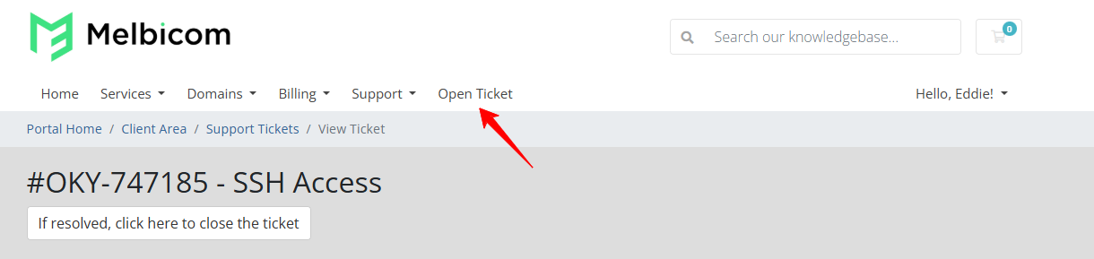 Open Ticket button