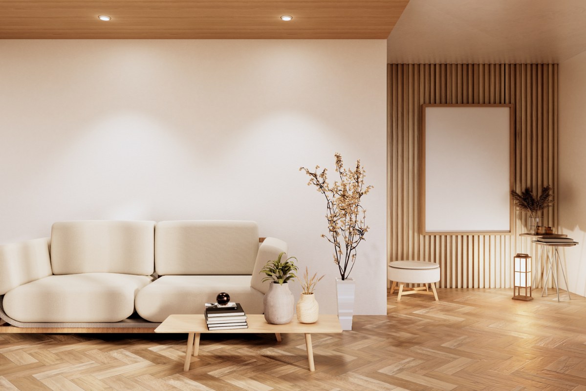 Minimalist living room interior.