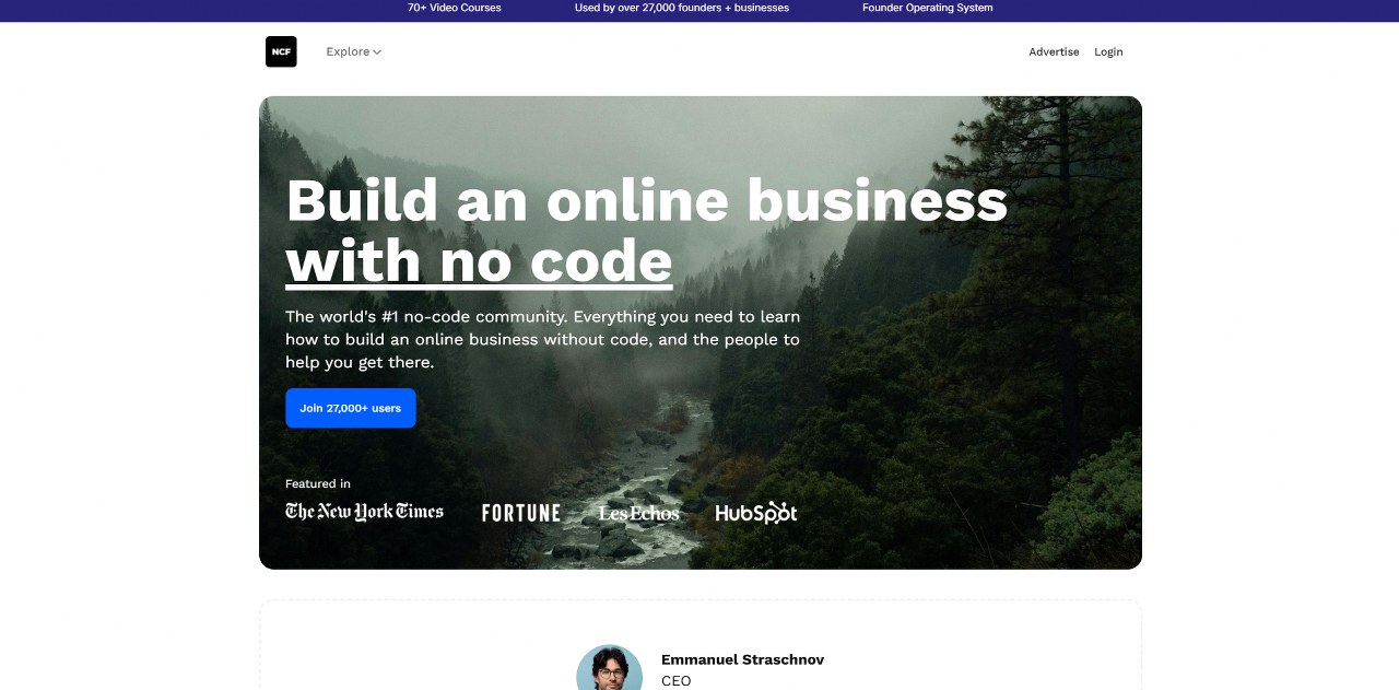 NoCodeFounders' website.