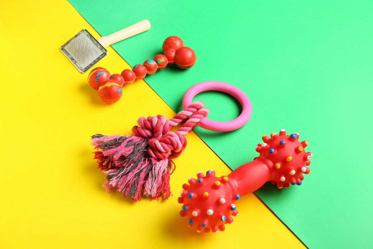 Pet Toys and Grooming Brush.