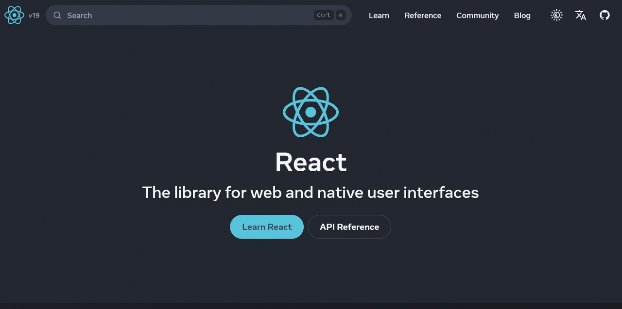 React homepage.
