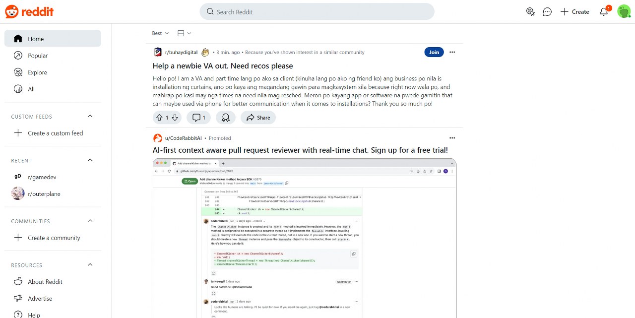 Reddit's website.