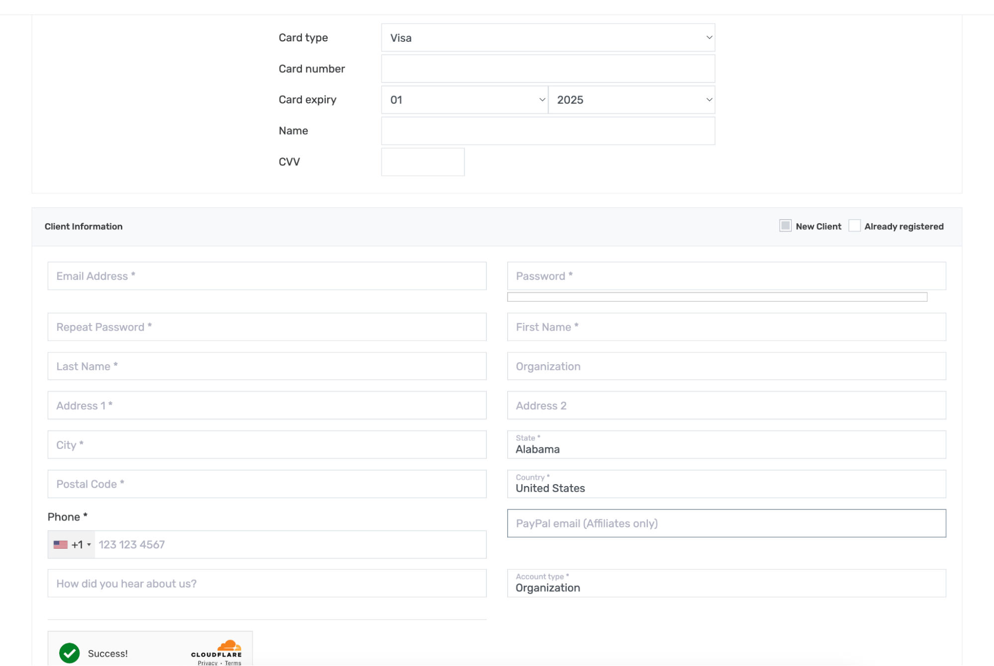 Sign up form