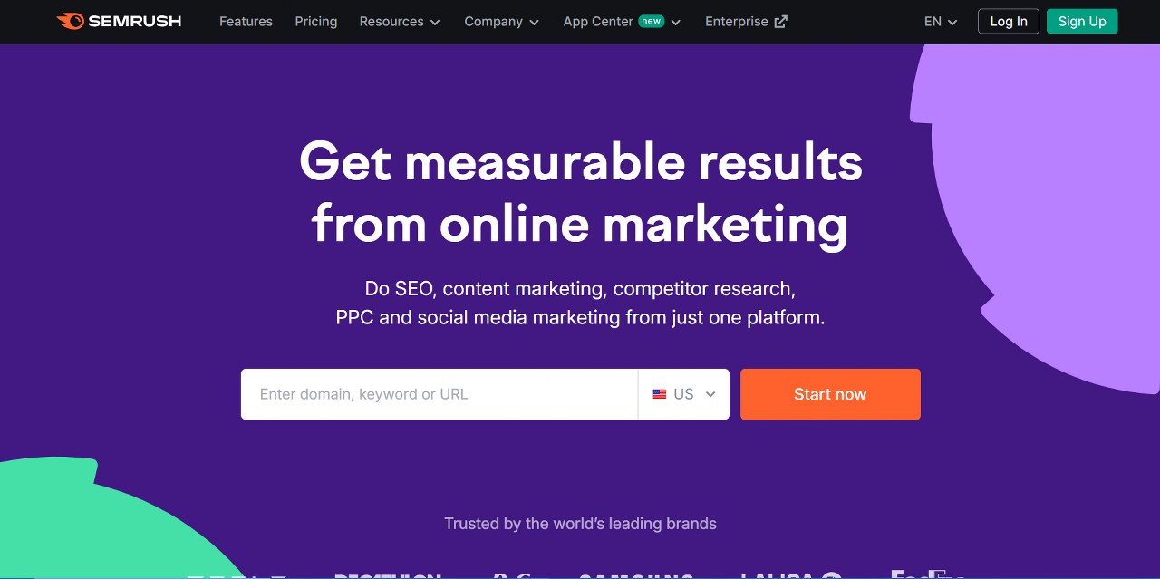 SEMrush homepage.