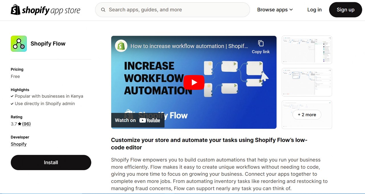 Shopify Flow website homepage.