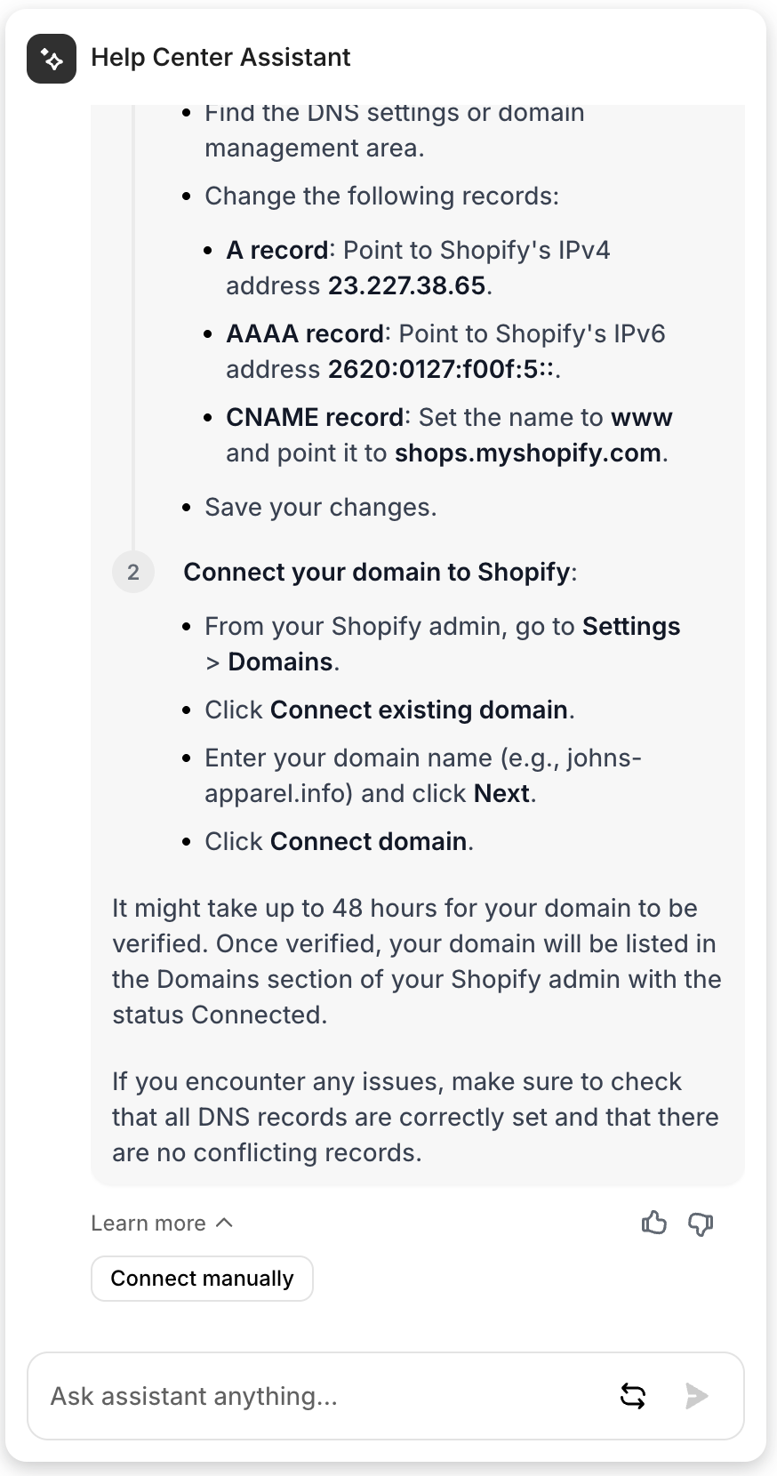 Shopify Help Center Assistant