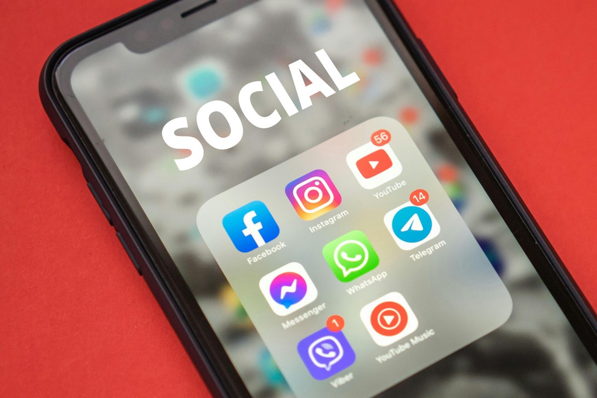 Social media apps on smartphone screen.