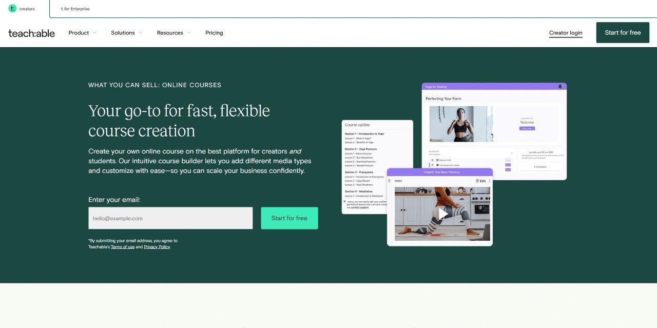 Teachable's website.