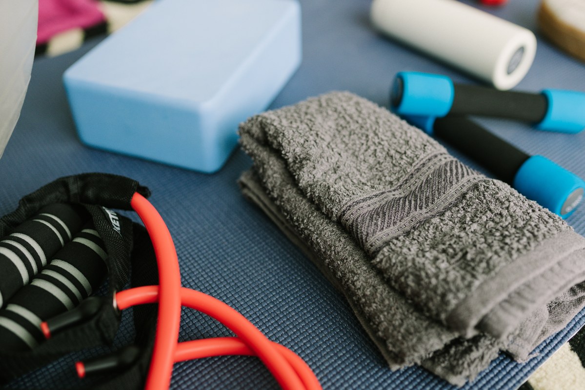 Towel and Fitness Equipment.