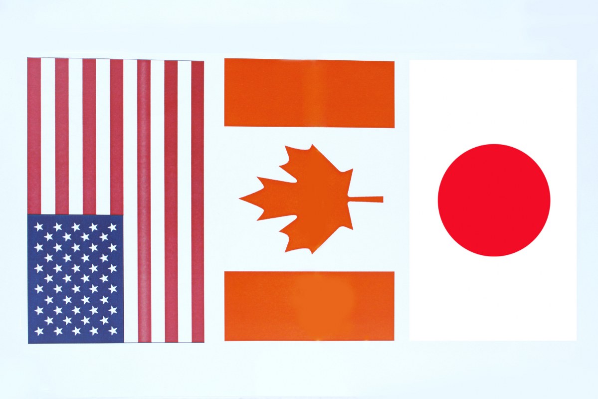USA, Japan, and Canada flags.