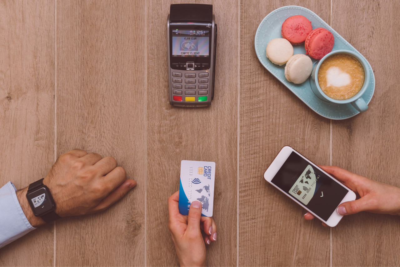 Variety of payment methods on table.