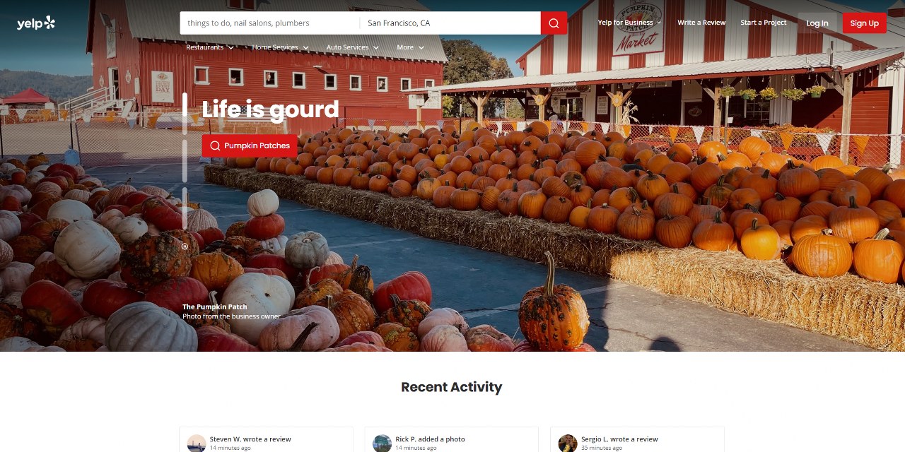 Yelp's website.