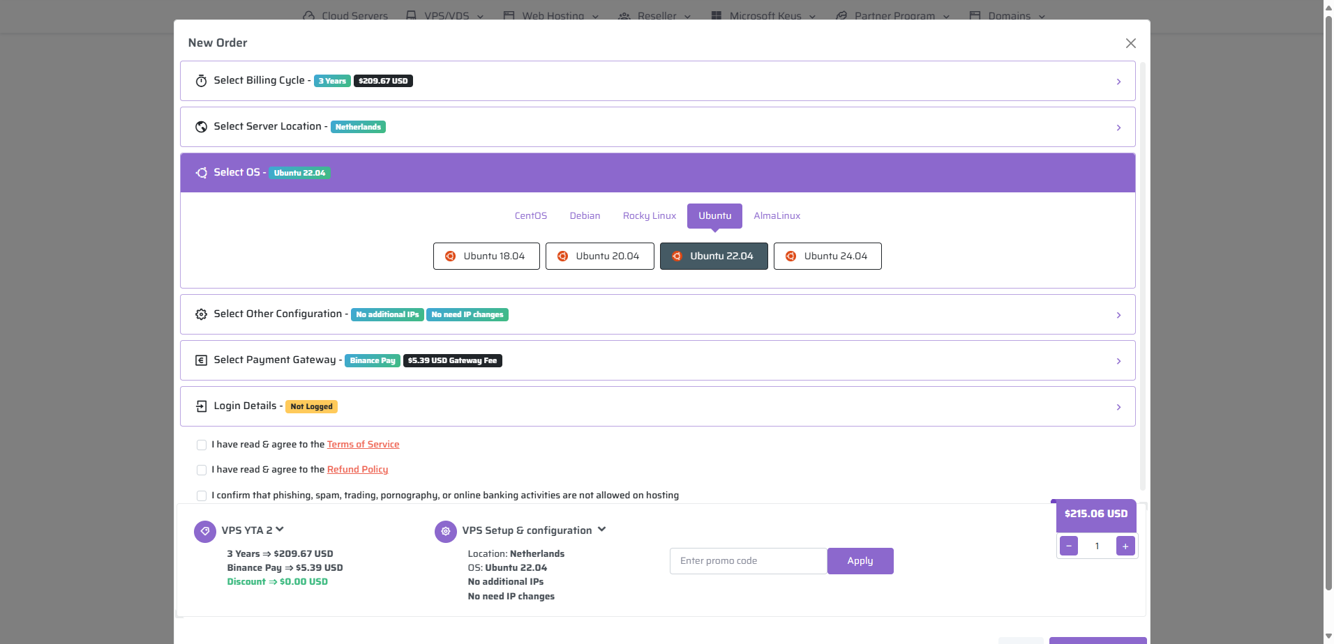 Hosting Plan configuration