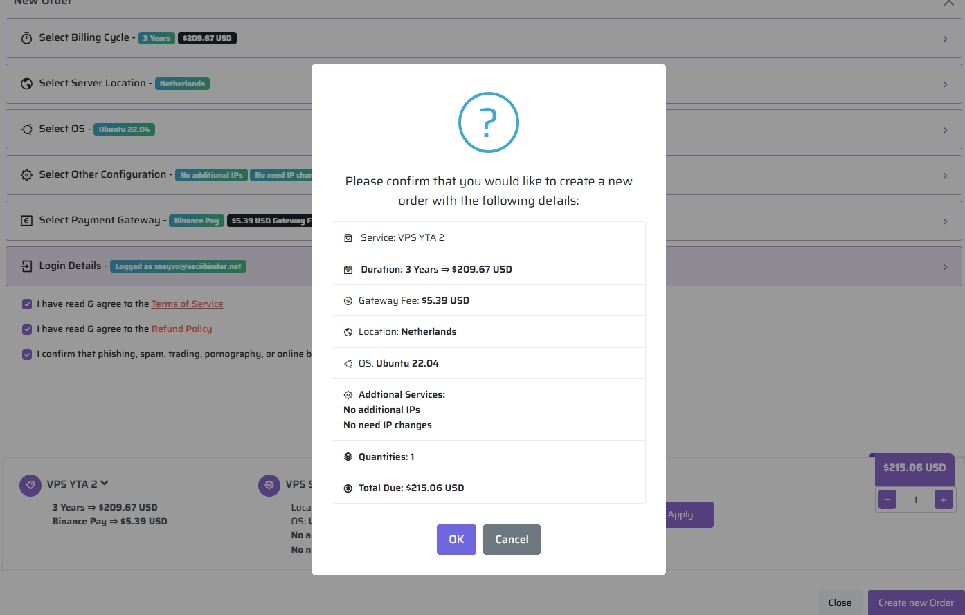 confirmation dialog window