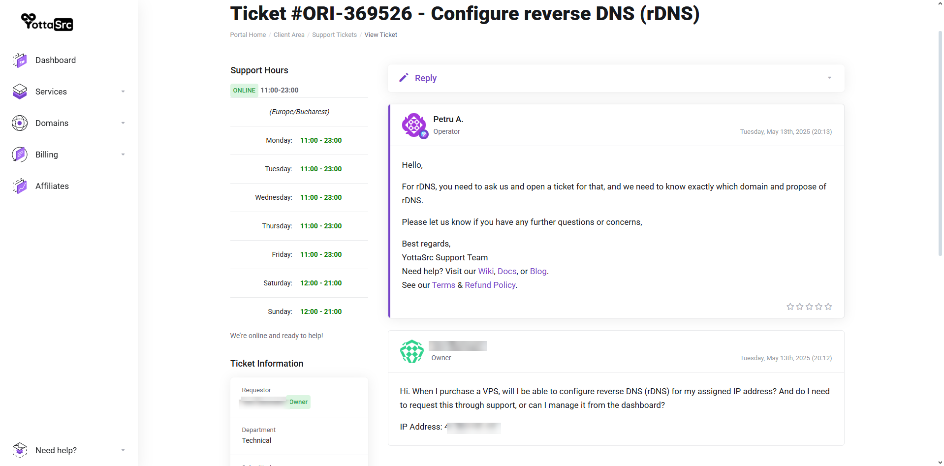 Ticket conversation