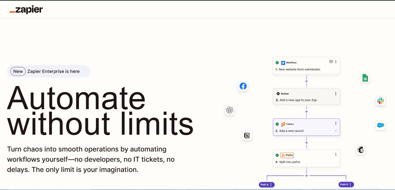 Zapier homepage.