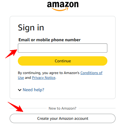 AWS Affiliate Program create Amazon account screenshot