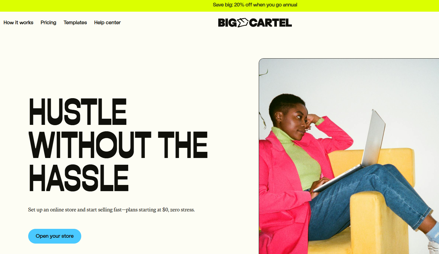 Big Cartel e-commerce platform screenshot