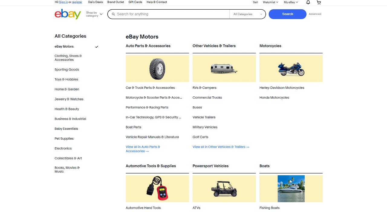 eBay's website.