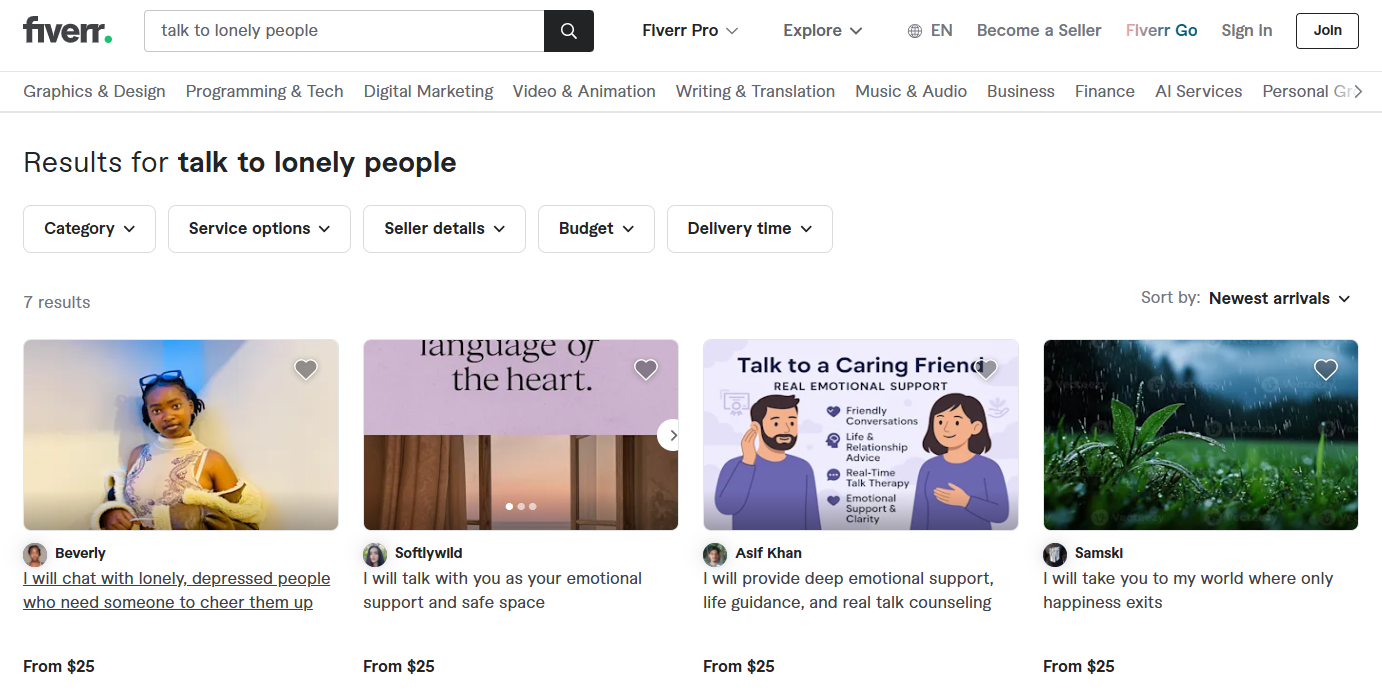 Fiverr Marketplace screenshot