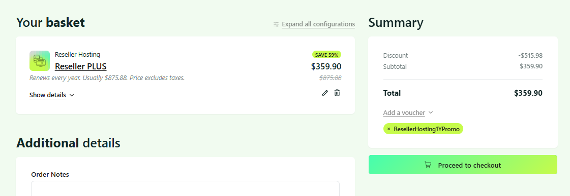 Screenshot of order summary showing applied discount