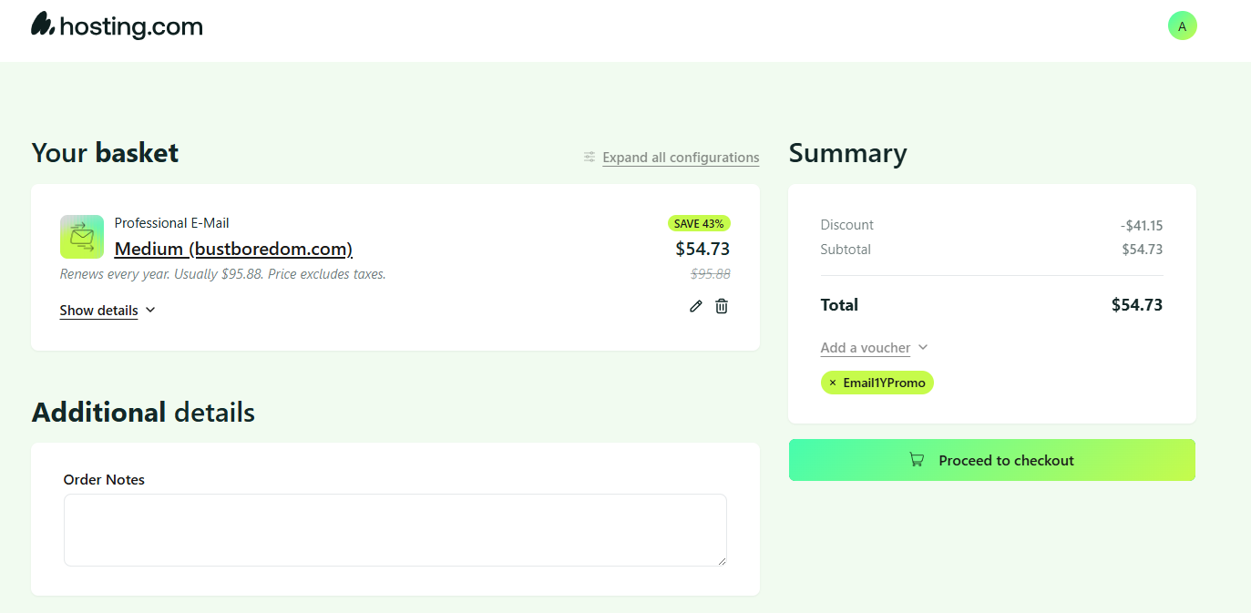 screenshot of the Checkout