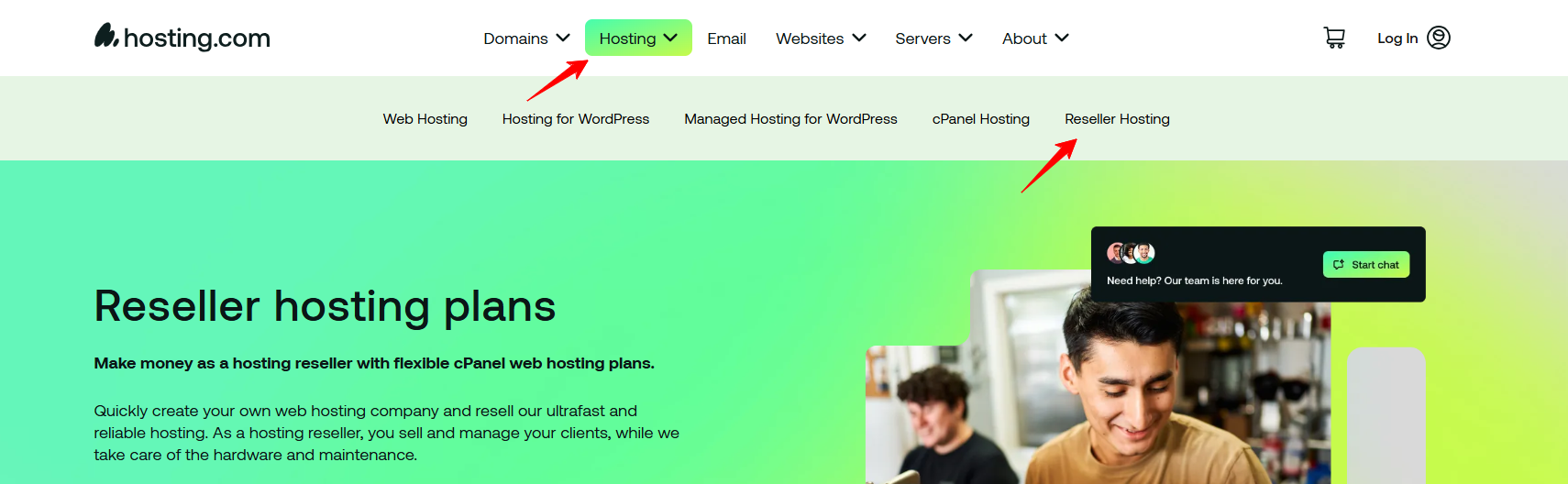 Reseller hosting button