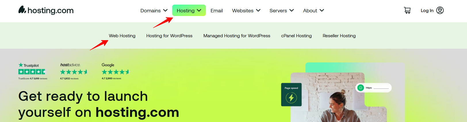 cPanel Hosting-knapp