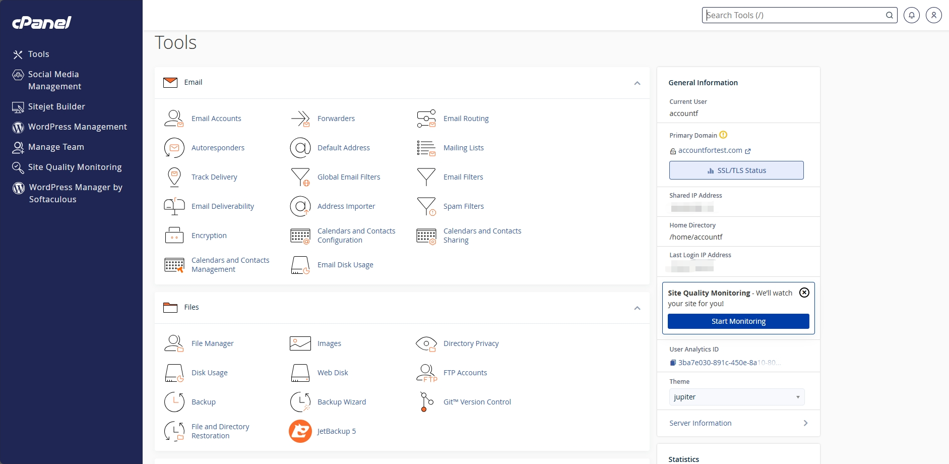 Giao diện cPanel