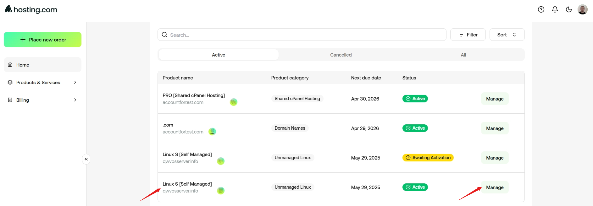 Server Management tab
