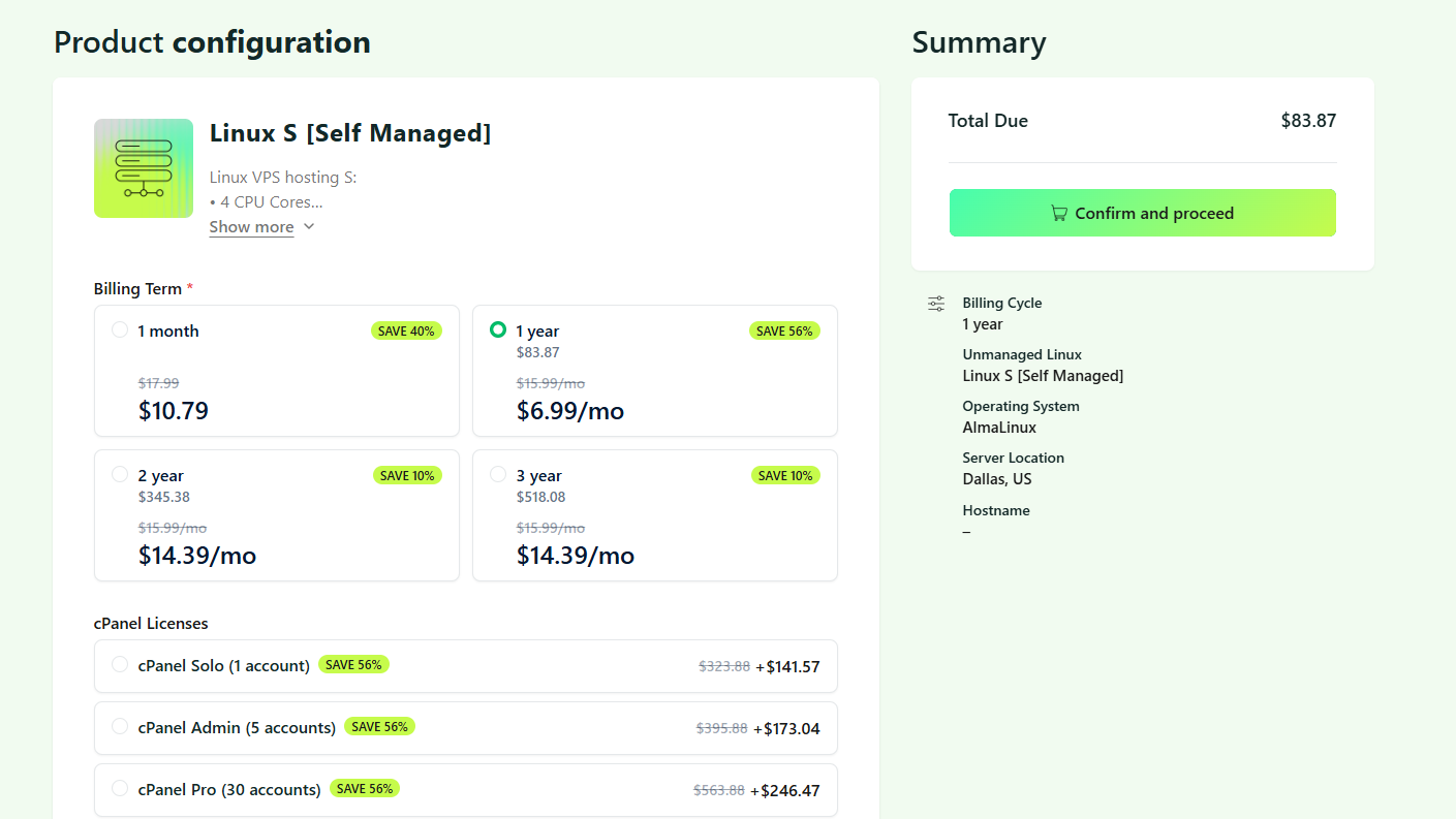 Product configuration tab