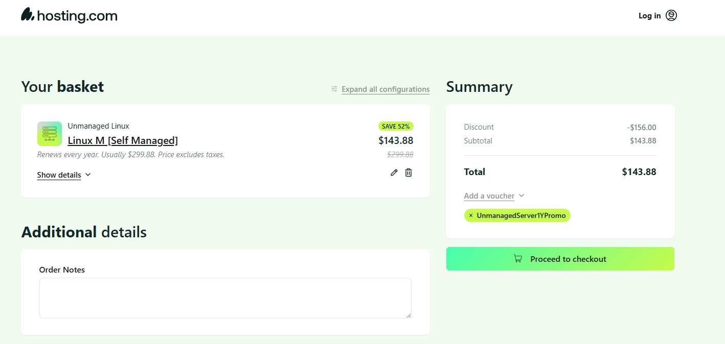 Checkout page screenshot