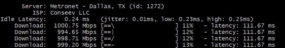 Network Speed Test result