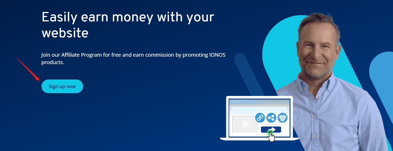 IONOS Affiliate Program sign‑up page screenshot