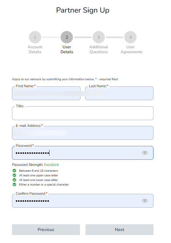 IONOS Affiliate user details form screenshot